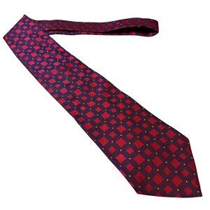 Bosa Le Collezioni Imported Silk Tie Red & Purple Geometric Luxury Formal